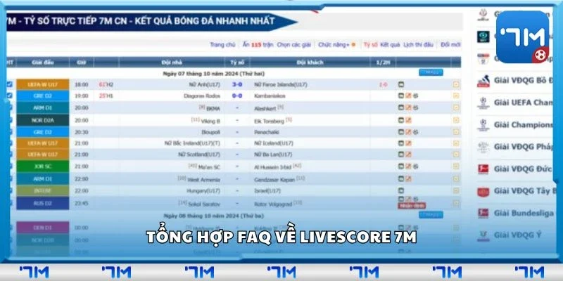 Tổng hợp FAQ về Livescore 7m